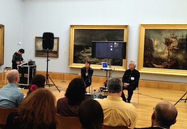 Penny Flores, John Cayley: Turner and digital writing: performance, installation, discussion; Tate Britain, July 2013; photo: Mariusz Pisarski
